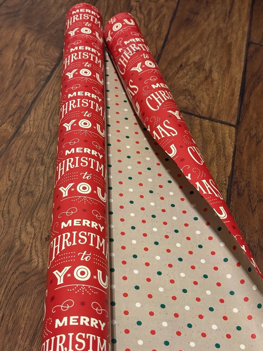 Large Retro Reversible Department Store Christmas Gift Wrapping Paper Roll 30”